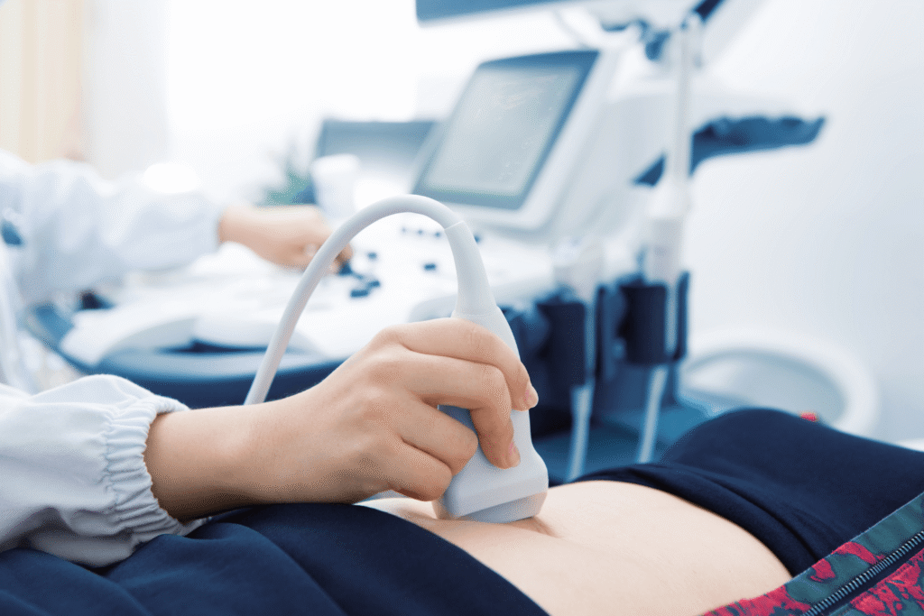 woman getting an ultrasound at the doctors